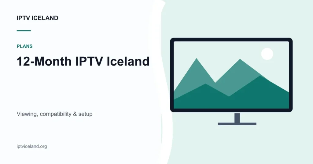 12-Month IPTV Iceland - Iceland streaming and device illustration