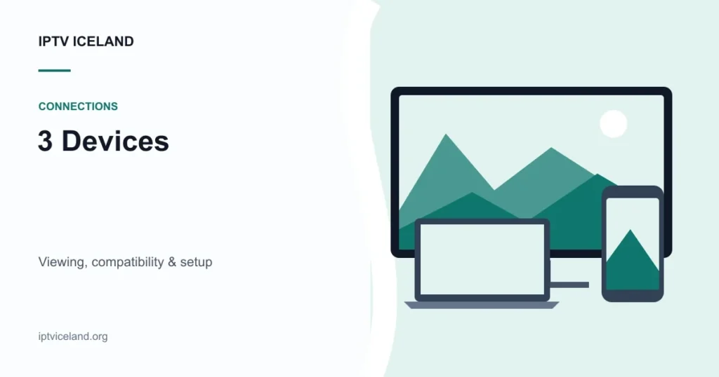 IPTV Iceland for 3 Devices - Iceland streaming and device illustration