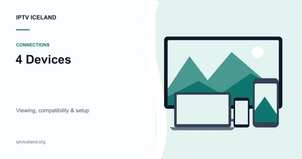 IPTV Iceland for 4 Devices - Iceland streaming and device illustration