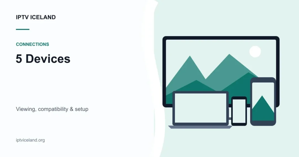 IPTV Iceland for 5 Devices - Iceland streaming and device illustration